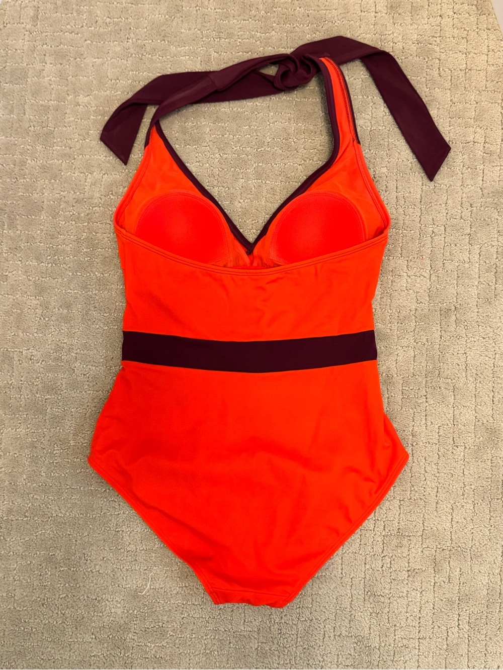 Women’s Bright Red / Maroon Halter One-Piece Swimsuit - Boden Size 8 - Picture 2 of 3